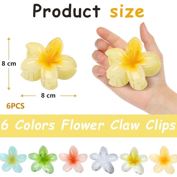 Flower claw hair clips (6) pieces Brand new colorful and cute - Picture 2 of 3